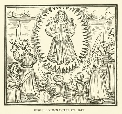 Vreemd visioen in de lucht, 1642 door English School